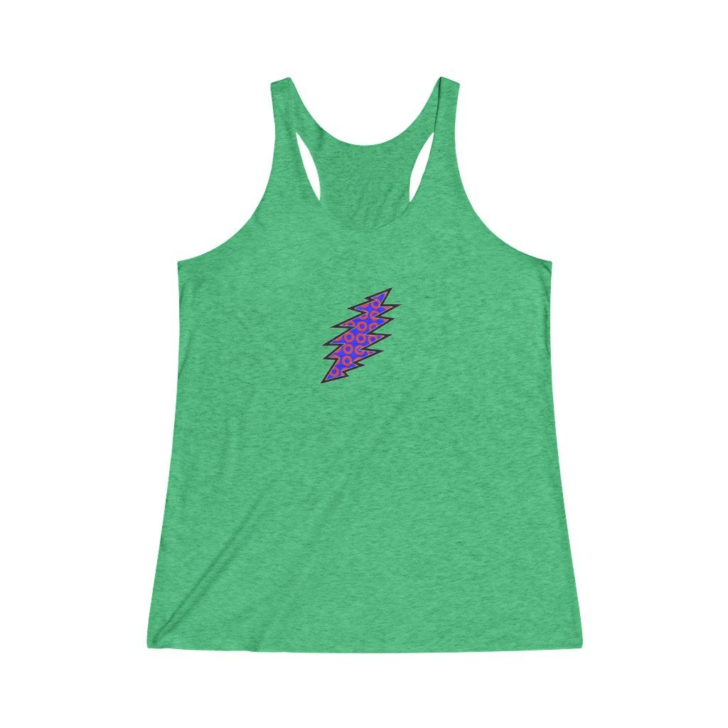 Lightning Bolt With Donuts-Women's Tri-Blend Racerback Tank-Printify-all products,DEAD,DEAD THREADS,DTG,GRATEFUL DEAD,PHISH,PHISH PHASHIONS,Slim fit,Tank Tops,Women's Clothing