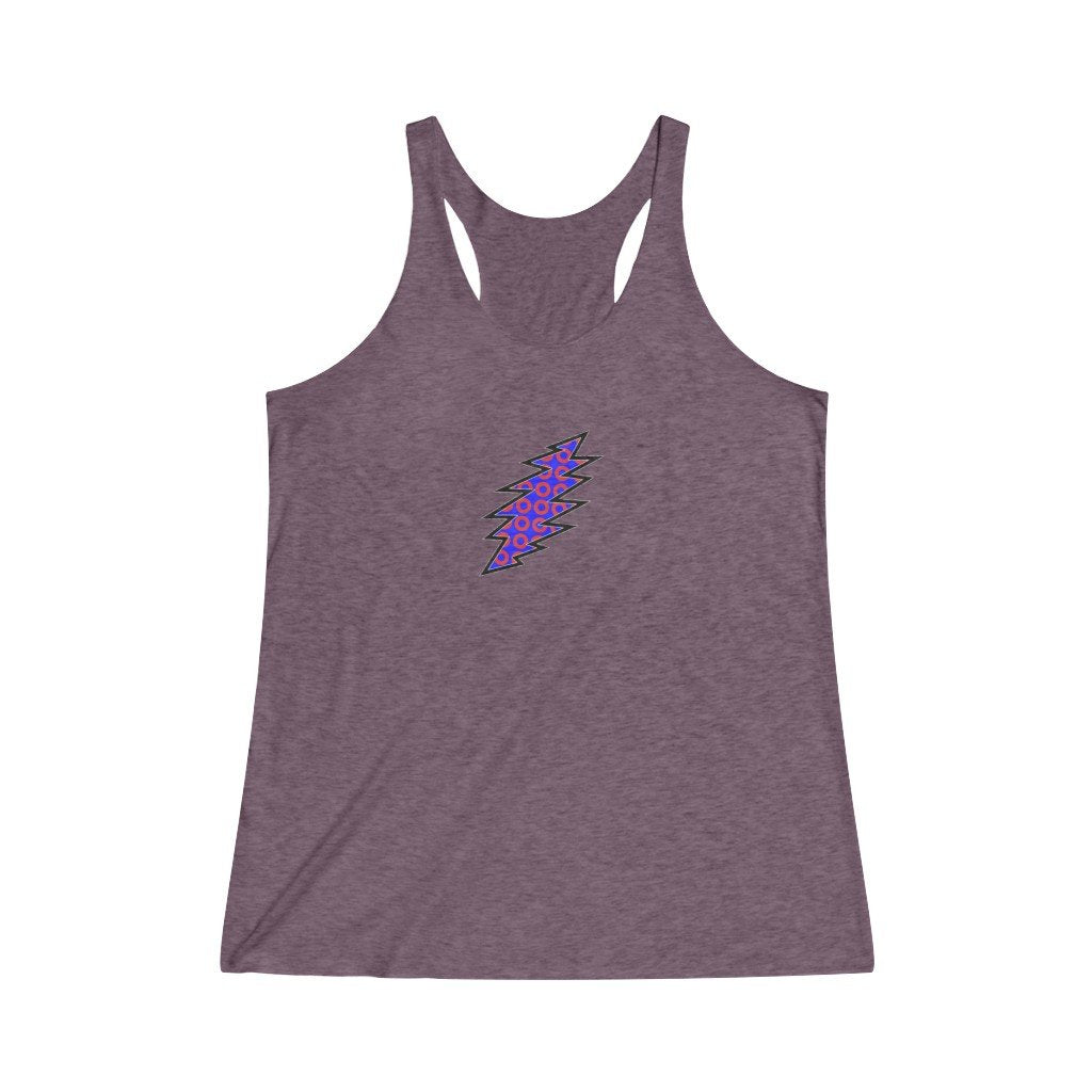 Lightning Bolt With Donuts-Women's Tri-Blend Racerback Tank-Printify-all products,DEAD,DEAD THREADS,DTG,GRATEFUL DEAD,PHISH,PHISH PHASHIONS,Slim fit,Tank Tops,Women's Clothing