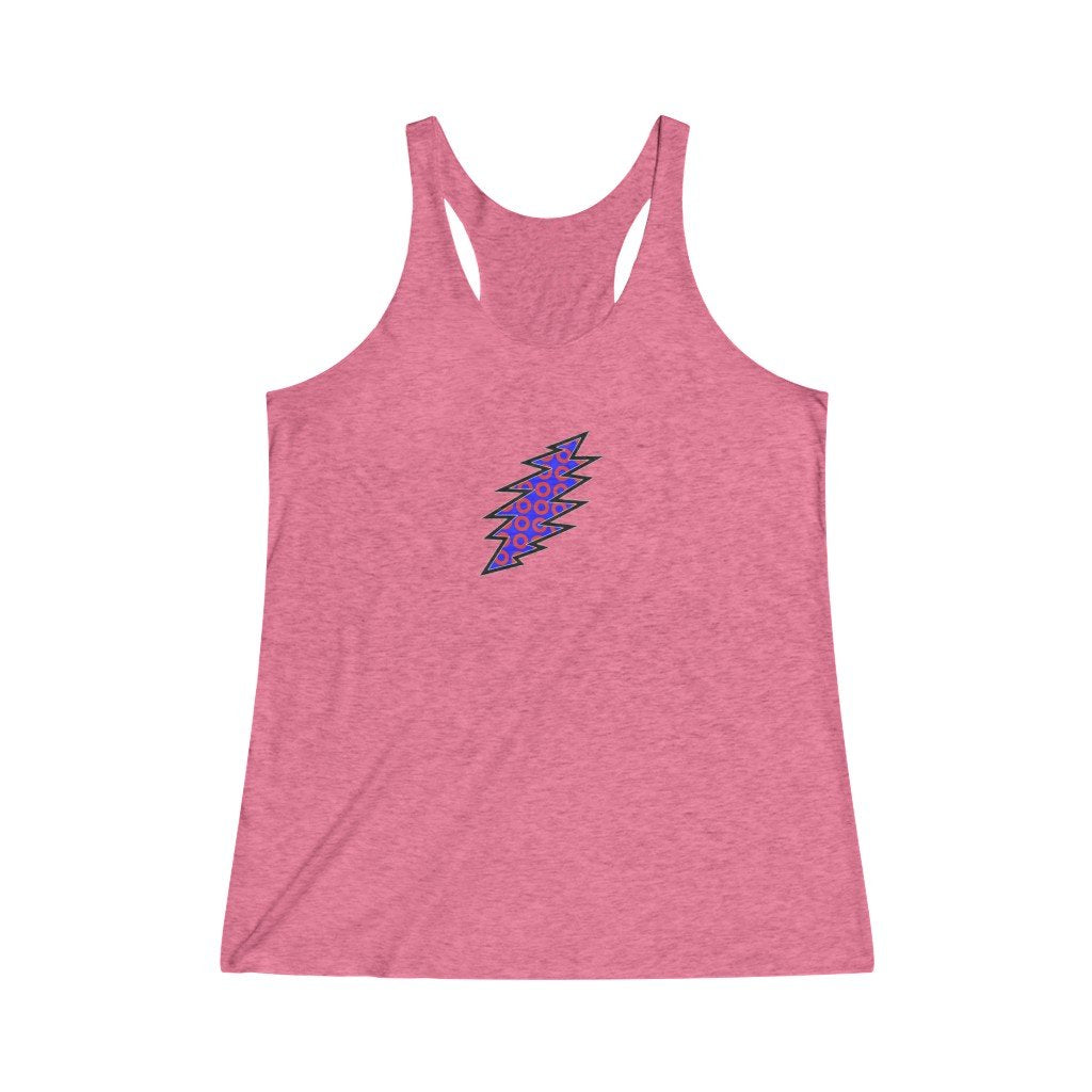 Lightning Bolt With Donuts-Women's Tri-Blend Racerback Tank-Printify-all products,DEAD,DEAD THREADS,DTG,GRATEFUL DEAD,PHISH,PHISH PHASHIONS,Slim fit,Tank Tops,Women's Clothing