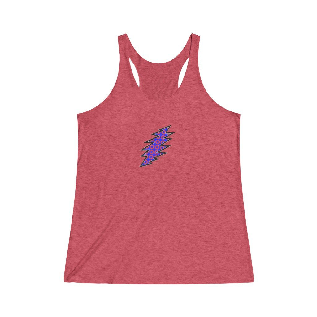 Lightning Bolt With Donuts-Women's Tri-Blend Racerback Tank-Printify-all products,DEAD,DEAD THREADS,DTG,GRATEFUL DEAD,PHISH,PHISH PHASHIONS,Slim fit,Tank Tops,Women's Clothing