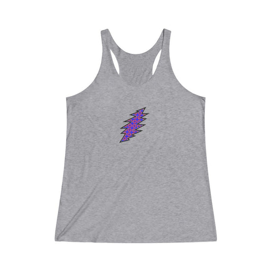 Lightning Bolt With Donuts-Women's Tri-Blend Racerback Tank-Printify-all products,DEAD,DEAD THREADS,DTG,GRATEFUL DEAD,PHISH,PHISH PHASHIONS,Slim fit,Tank Tops,Women's Clothing